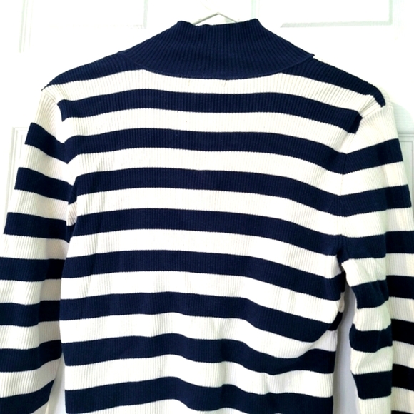 Nautica Women's 1/4 Zip Striped Sweater Top Size L - Picture 7 of 12